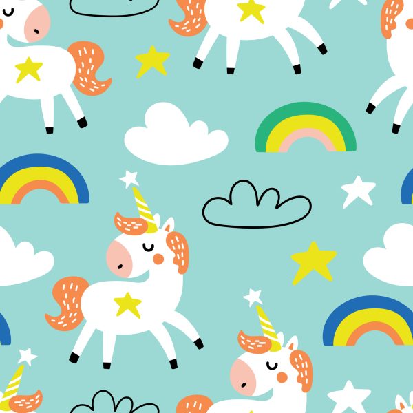 Behang Voor Kinderen - Slapende Eenhoorns - Scandinavische Stijl - Afbeelding 2