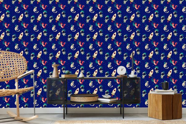 Behang Ruimtevossen En Katten - Afbeelding 5