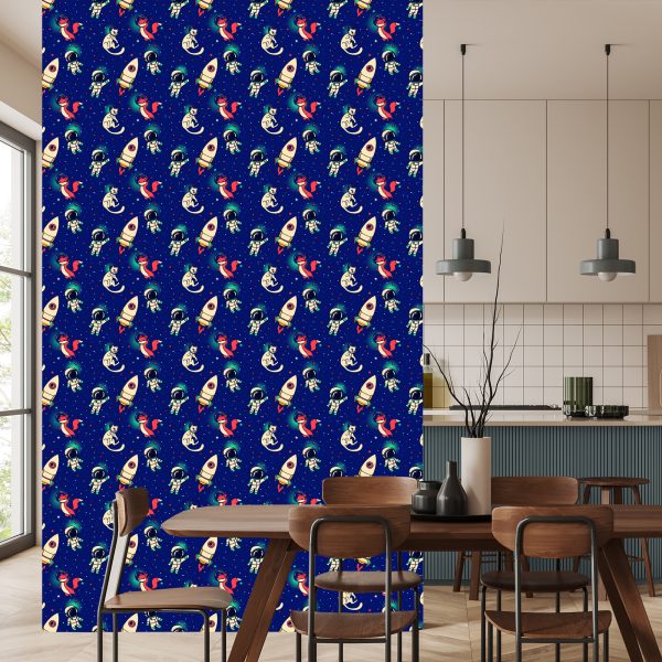 Behang Ruimtevossen En Katten - Afbeelding 4