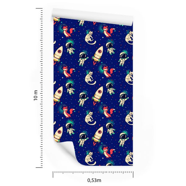 Behang Ruimtevossen En Katten - Afbeelding 8