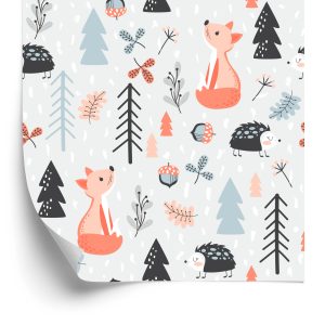 Behang Een Vos Met Een Egel In Het Bos
