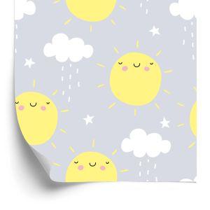 Behang Voor Kinderen - Zonneschijn En Regenachtige Wolken
