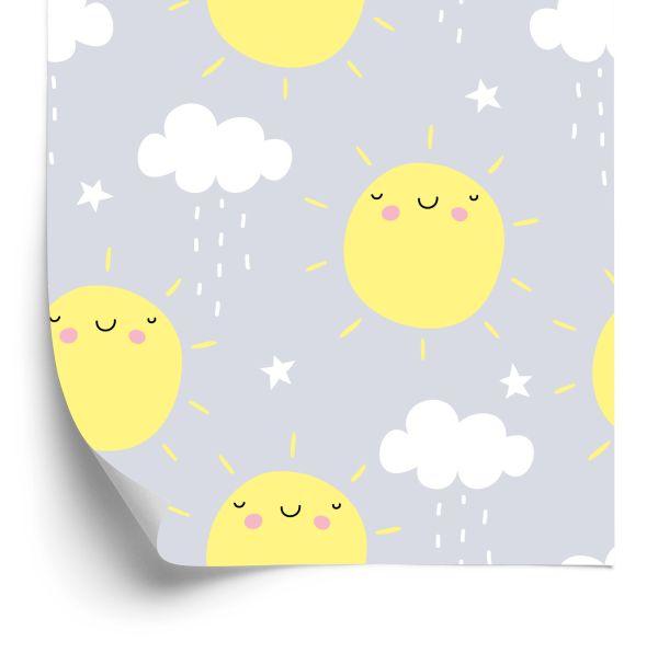 Behang Voor Kinderen - Zonneschijn En Regenachtige Wolken