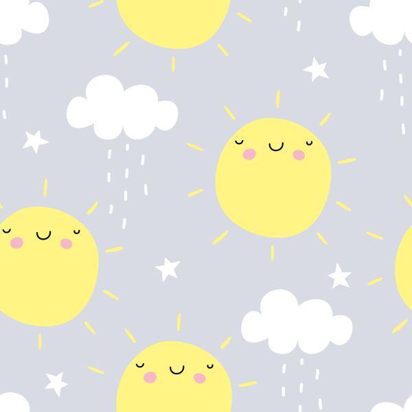 Behang Voor Kinderen - Zonneschijn En Regenachtige Wolken - Afbeelding 2
