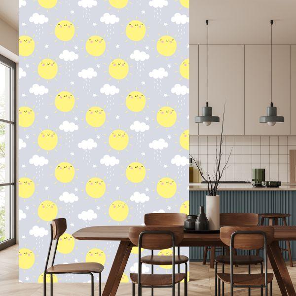 Behang Voor Kinderen - Zonneschijn En Regenachtige Wolken - Afbeelding 4