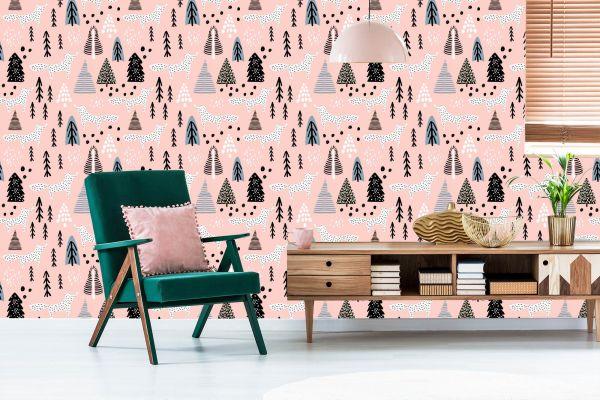 Behang Minimalistische Vossen In Het Bos - Afbeelding 6