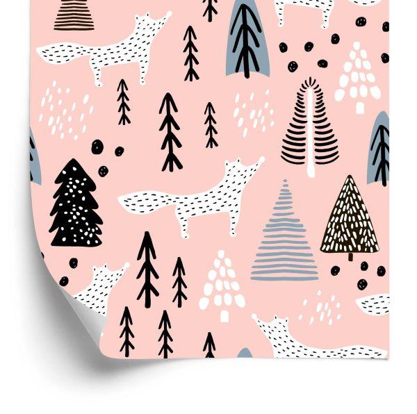 Behang Minimalistische Vossen In Het Bos
