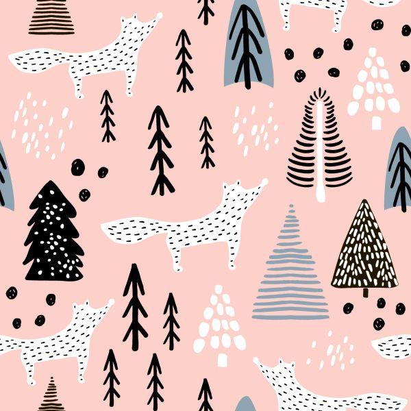 Behang Minimalistische Vossen In Het Bos - Afbeelding 2