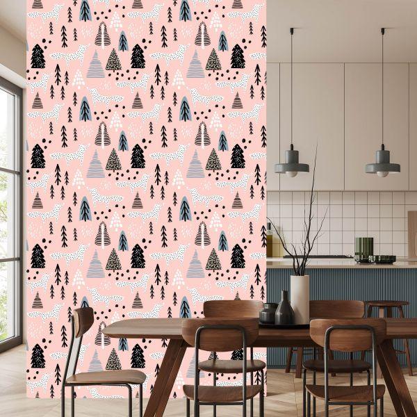 Behang Minimalistische Vossen In Het Bos - Afbeelding 4