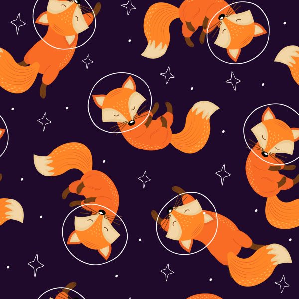 Behang Vossen Astronauten - Afbeelding 2