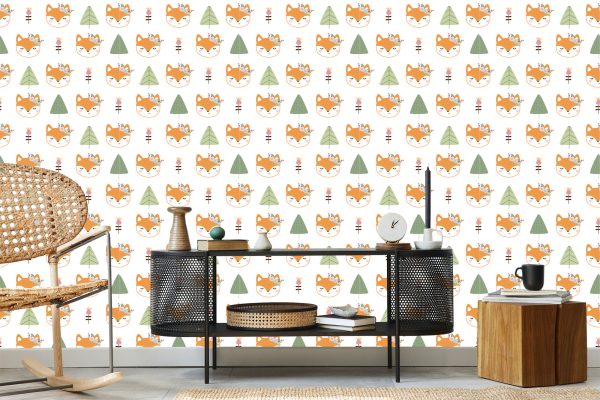 Behang Vossen Met Bloemen - Afbeelding 5