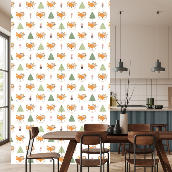 Behang Vossen Met Bloemen - Afbeelding 4