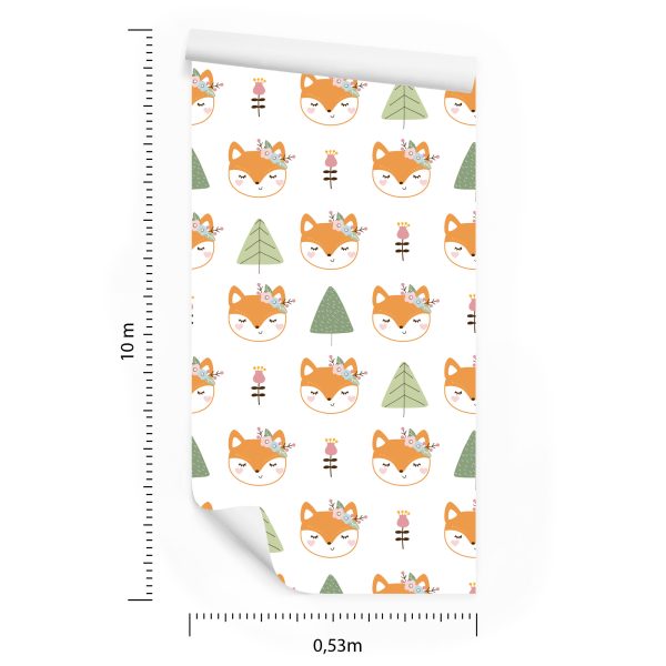 Behang Vossen Met Bloemen - Afbeelding 8
