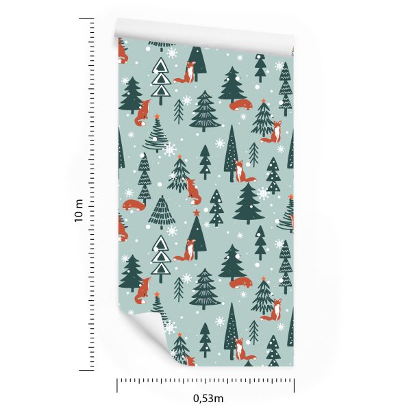 Behang Slapende Vossen In Het Winterbos - Afbeelding 8
