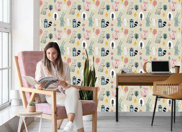 Behang Voor De Kinderkamer Bosdieren - Afbeelding 7