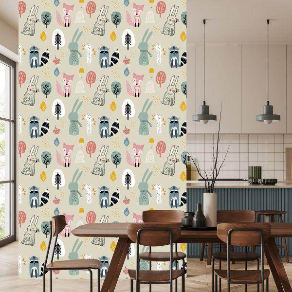 Behang Voor De Kinderkamer Bosdieren - Afbeelding 4