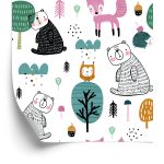 Behang Teddyberen En Uilen In Het Bos