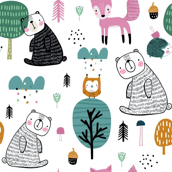 Behang Teddyberen En Uilen In Het Bos - Afbeelding 2