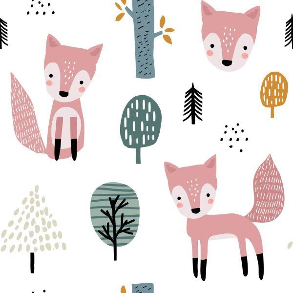 Behang Roze Vossen In Het Bos - Afbeelding 2