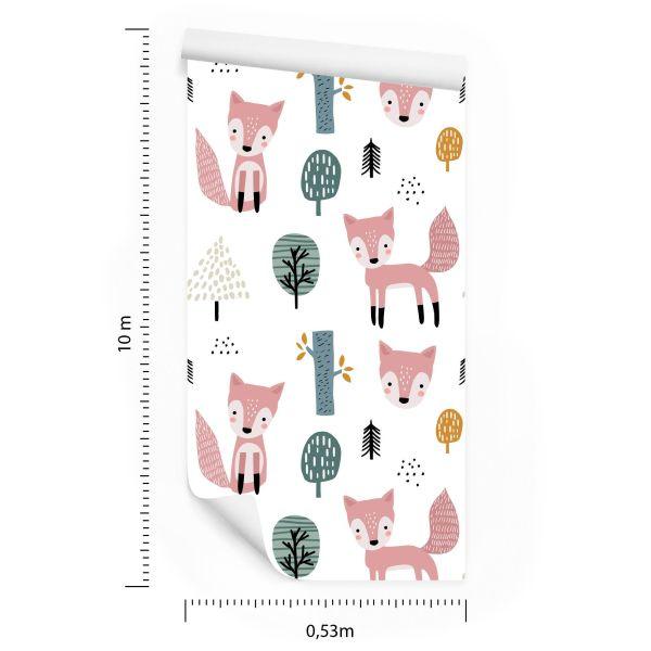 Behang Roze Vossen In Het Bos - Afbeelding 8