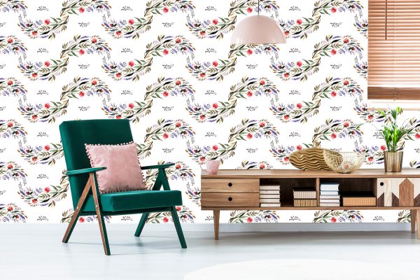 Behang Aquarel Bloemenpatroon - Afbeelding 6
