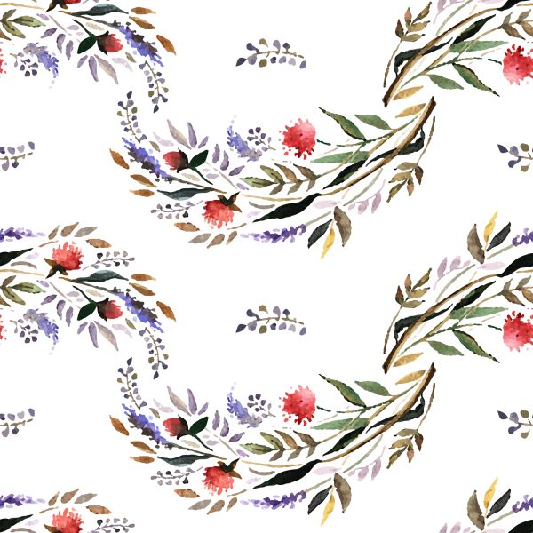 Behang Aquarel Bloemenpatroon - Afbeelding 2