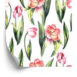 Behang Geschilderde Bloeiende Tulpen