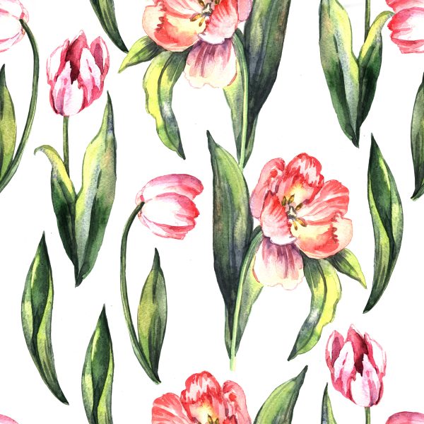 Behang Geschilderde Bloeiende Tulpen - Afbeelding 2