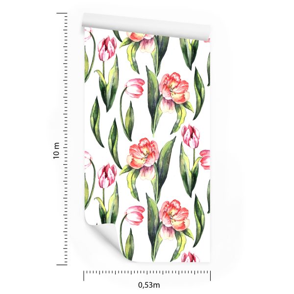 Behang Geschilderde Bloeiende Tulpen - Afbeelding 8
