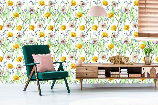 Behang Paardebloemen En Wilde Bloemen - Afbeelding 6