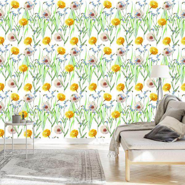 Behang Paardebloemen En Wilde Bloemen - Afbeelding 3