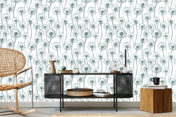 Behang Paardebloemen Geschilderd Met Waterverf - Afbeelding 5