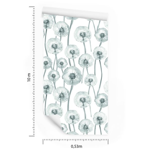 Behang Paardebloemen Geschilderd Met Waterverf - Afbeelding 8