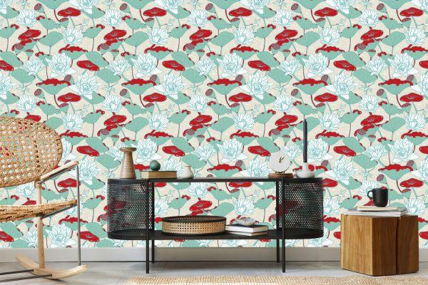 Behang Waterlelies En Lotussen - Afbeelding 5