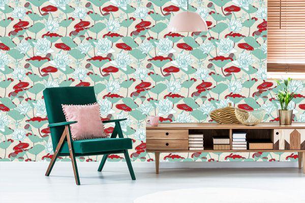Behang Waterlelies En Lotussen - Afbeelding 6