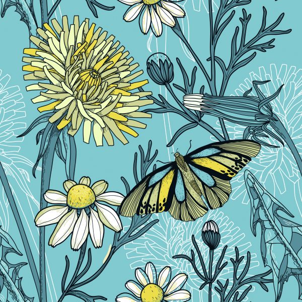 Behang Paardebloem Met Daisy - Afbeelding 2