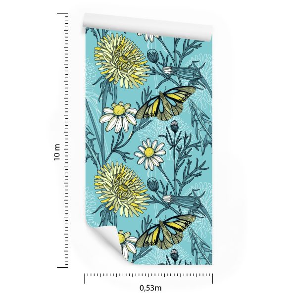 Behang Paardebloem Met Daisy - Afbeelding 8
