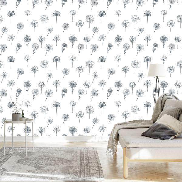 Behang Paardebloem Met Veldbloemen - Afbeelding 3