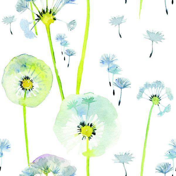 Behang Kleurrijke Paardebloemen Geschilderd Met Waterverf - Afbeelding 2