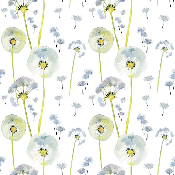 Behang Geschilderde Paardebloemen Met Zaden - Afbeelding 2
