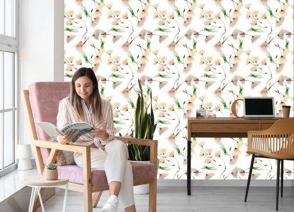 Behang Paardebloemzaden Geschilderd In Aquarel - Afbeelding 7