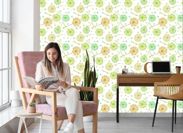Behang Groen-Gele Paardebloemen - Afbeelding 7