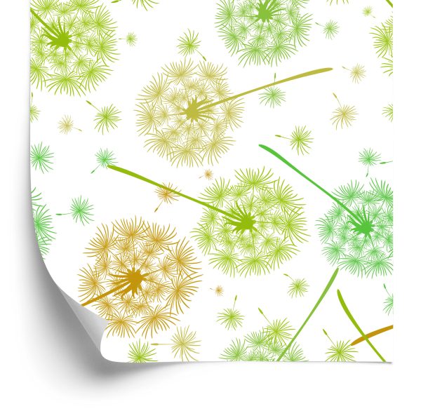 Behang Groen-Gele Paardebloemen