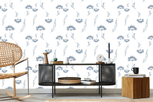 Behang Wilde Bloemen Geschilderd Met Waterverf - Afbeelding 5