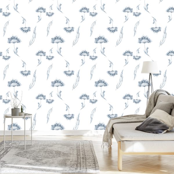 Behang Wilde Bloemen Geschilderd Met Waterverf - Afbeelding 3