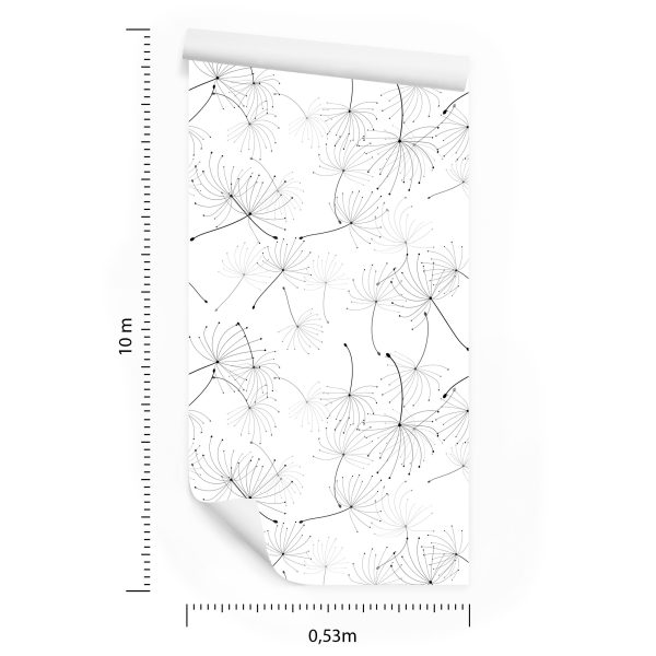 Behang Zwart-Witte Paardenbloemzaden Voor Slaapkamer - Afbeelding 8