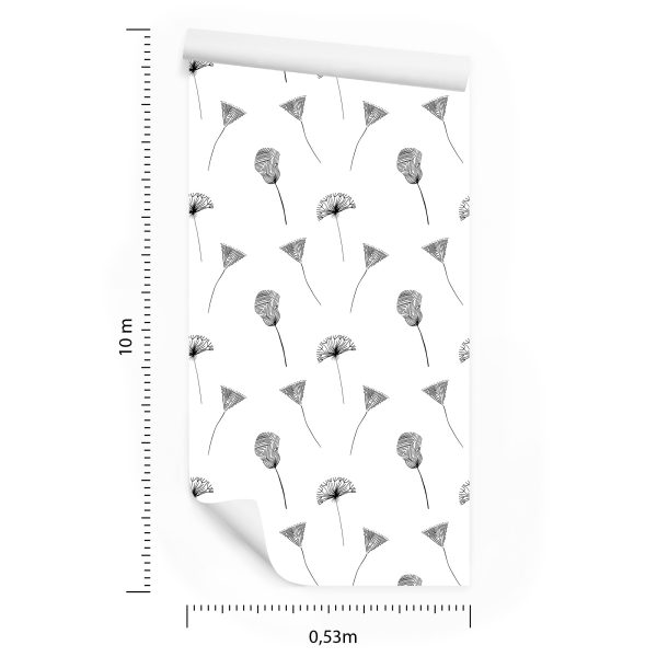 Behang Abstracte Bloemen En Paardebloemen - Afbeelding 8