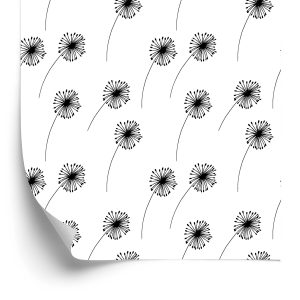 Behang Minimalistisch Getekende Paardebloemen