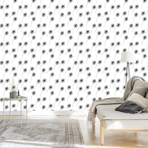 Behang Minimalistisch Getekende Paardebloemen - Afbeelding 3