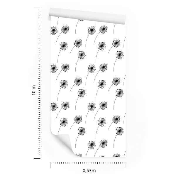 Behang Minimalistisch Getekende Paardebloemen - Afbeelding 8